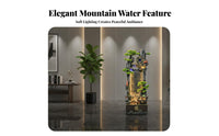 Grand Opening Gift Rockery Waterfall Fountain Chinese Design Circulating Water Landscape Ornament Soothing Sound Floor Water Fountain for Interior Designers, Meditation Practitioners, Living Room, Hotel Lobby, Restaurant, Hallway