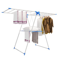 Floor-Standing Clothes Drying Rack, Foldable, Mobile, Iron, 16 Tubes, Model TW-016