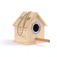 Wooden Birdhouse with Perch Natural Wood Bird Nesting Box Rustic for Yard, Birds