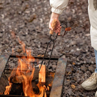 Campfire Fireplace Tongs with Wooden Handle Ergonomic Firewood Tongs Rustproof Firewood Grabber for Barbecue Experts, Campfire