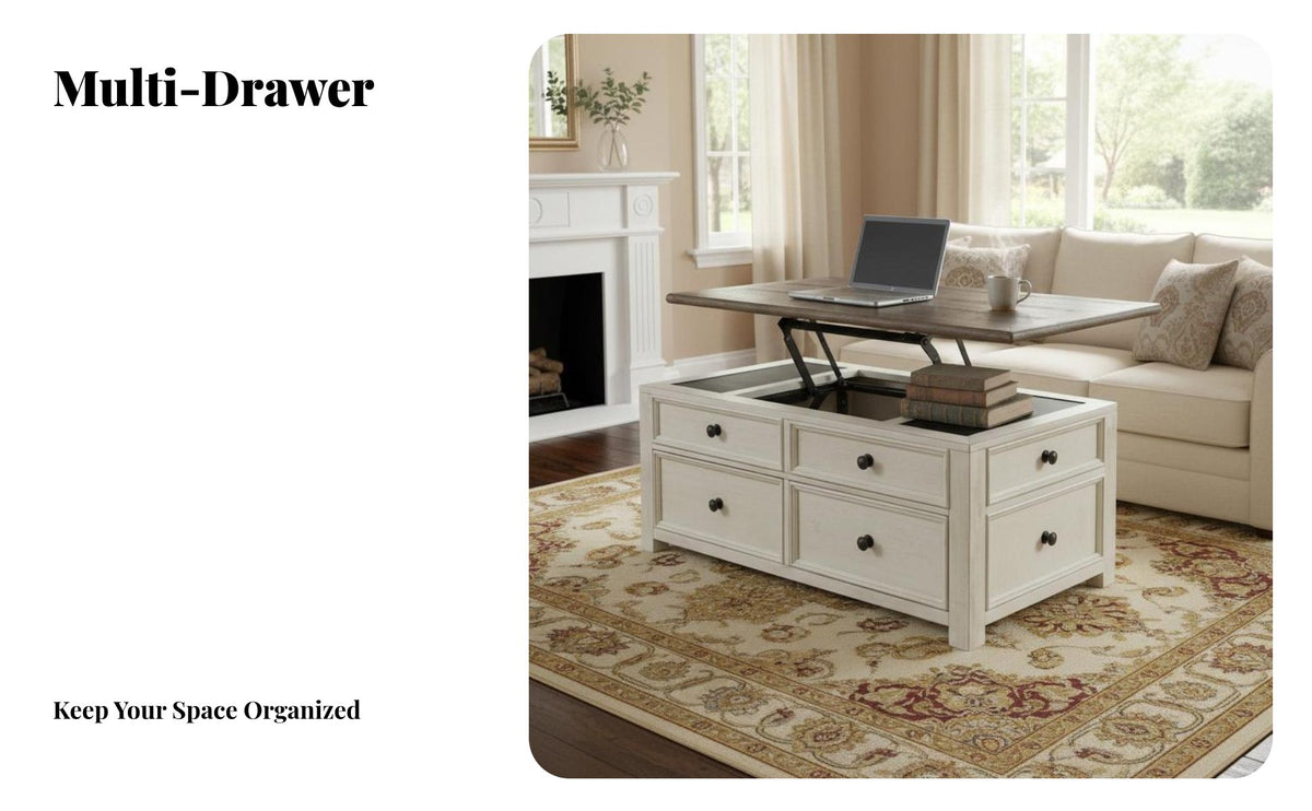 timeless Design elevateTop Coffee Table Multi-Functional elevateTop Storage Table Stable Construction Living Room Furnishing Ergonomic for Remote Workers, Apartment Dwellers, Homeowners, Lounge Area, Small Spaces, Dining