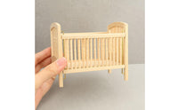 1/12 Dollhouse Crib Unfinished Doll Crib Paintable Dollhouse Cot for Crafters