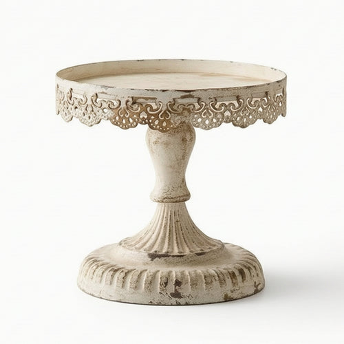 Decorative Tray with Pedestal Vintage Lace-Edge Pedestal Stand Antique-Style for Photography Styling