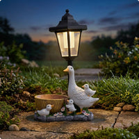 Solar Garden Lantern Clear Panels Wildlife Themed Base Ornament Classic Lamp