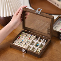 Walnut Jewelry Storage Box, Small Portable Case for Rings, Necklaces, and Earrings