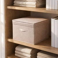 Foldable Storage Box Reinforced Edges Textile Storage Box Handy Handle for Room