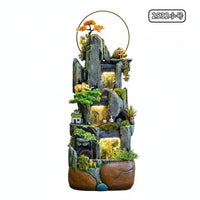 Rockery Waterfall Water Feature Indoor Fountain Feng Shui Ornament with Misting Function and LED Light for Relaxation Entryway Meditation Home Decoration