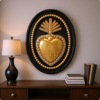 Resin Wall Hanging Beaded Border Oval Wall Plaque Ornamental Detailing