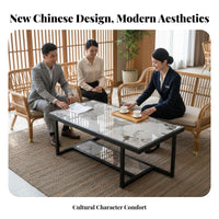 New Chinese Design Woven Panel Armchair Breathable Upholstery Reception Seating High-Resilience Foam Lounge Set Sturdy Frame for Interior Designers, Hotel Managers, Business Owners, Sales Office, Clubhouse, Living Room