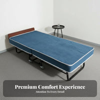 Space Saving Foldable Guest Bed Easy Storage Folding Bed with Mattress Comfortable Single Folding Cot Supportive for Guests, Adults, Hotel, Home, Office