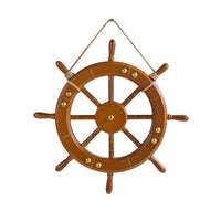 Nautical Wheel Wall Decor Vintage Design Wooden Ship Wheel Rustic Wood Finish Wooden Steering Ornament for Cafe