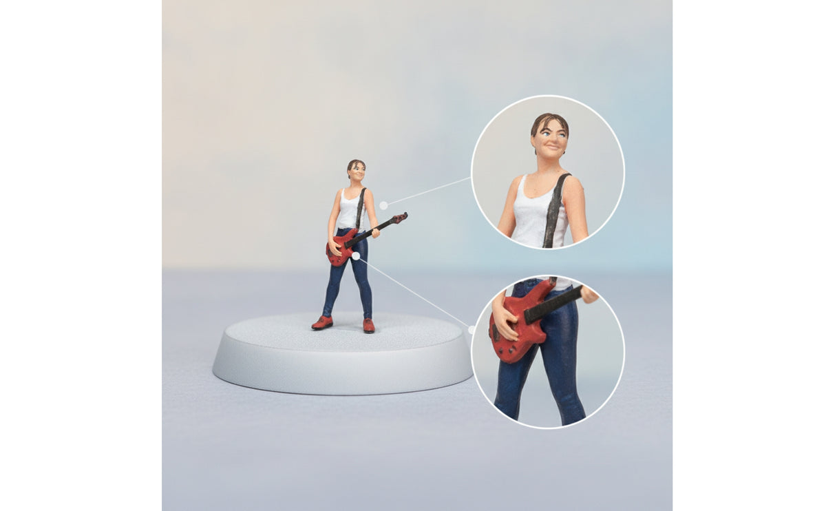 Miniature Guitarist Figure Painted Guitarist Figure 1:64 Scale People Figures Standing Miniature with Guitar Detailed