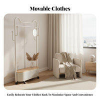 Rolling Mirror with Clothes Rail Bottom Storage Shelf for Dorm Room, Homeowners