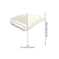 Fringe Market Patio Umbrella Decorative Square Umbrella with Fringe Windproof for Coffee Shops Owners, Beach