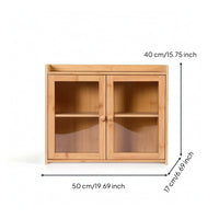 Bamboo Cabinet with Shelf Two-Tier Cupboard Space-Saving for Apartment, Renters