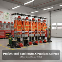 Firefighter Gear Rack Stainless Steel Rotating Crisis Equipment Stand Heavy-Duty Construction Double-Sided Turnout Gear Stand for Emergency Responders