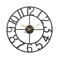 Wall Clock with Metal Frame Openwork Metal Wall Clock Silent for Bedroom, Office