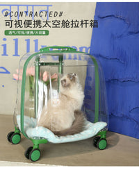 宠物用品户外轻便推车猫拉杆箱防漏猫咪便携大行李箱透明太空舱