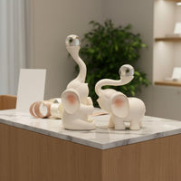 Housewarming Gift Elephant Figurine with Crystal Ball Creative Design Good Luck Elephant Ornament Upraised Trunk for Living Room, Entryway, Office, Bedroom