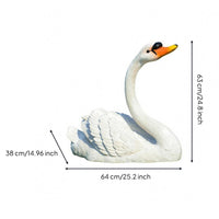 Floating Swan Sculpture Fiberglass Swan Pond Ornament Lightweight Easy to Move