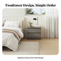 2-Drawer End Table Compact Size Nightstand Large Capacity Storage for Dorm Room