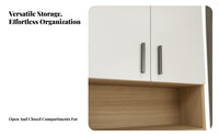Particle Board Construction Wall Mounted Storage Cabinet Space Saving Hanging Kitchen Cabinet Sturdy and Long-Lasting Wall Storage Unit Stable Structure for Homeowners, Renters, Students, Bedroom, Study Room, Office, Hallway