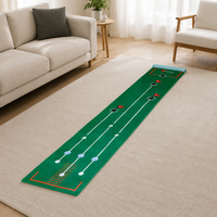 Golf Putting Mat 50x300cm, Mini Golf Training Mat with Artificial Turf, Portable Putting Mat for Home & Office, Indoor Practice Mat with Balls
