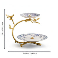 Fruit Tray Stand Decorative Tiered Display Stand Gold-Tone for Dining Table