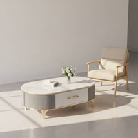Coffee Table with Storage Drawer Faux Stone Finish Coffee Table with Drawer Modern for Living Room