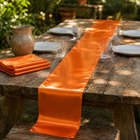 4 Pieces Orange Satin Table Runner Reusable Polyester Satin Runner Long-Lasting