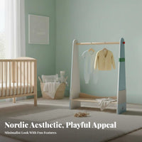 Toddler Dress-up Station Multi-Functional Storage A-Frame Clothes Rack Childreachible Height Floor-Standing for Bedroom, Nursery