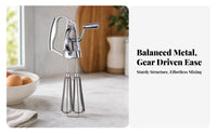 Electroplated Stainless Steel Rotary Egg Beater Polished Finish Hand Crank Egg Beater Geared Rotary Hand Whisk Compact