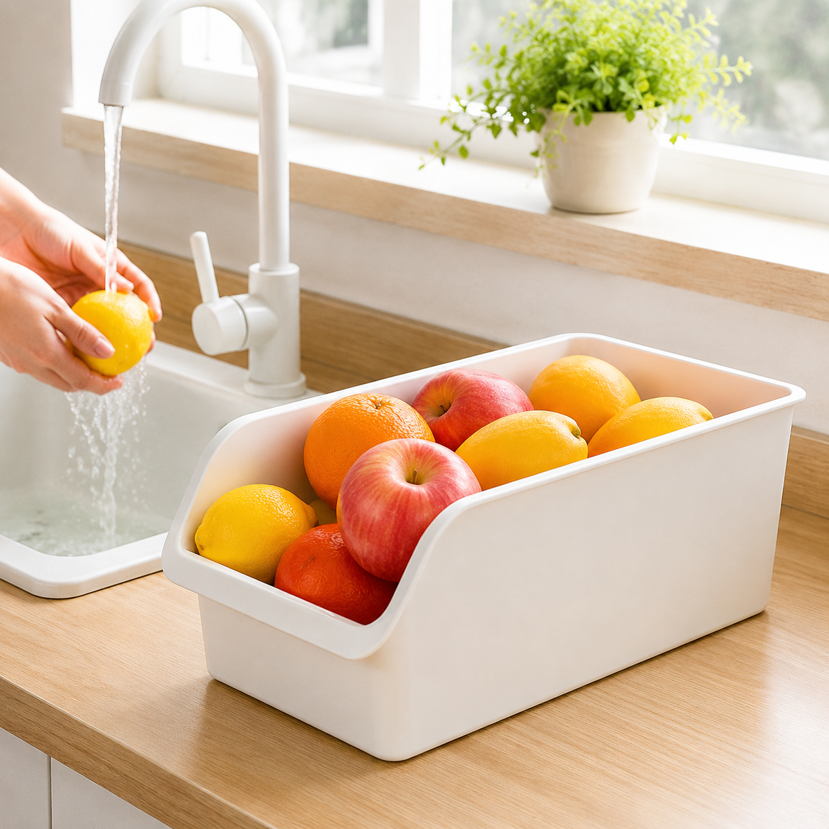 Refrigerator Vegetable Storage Case, Plastic, With Handle, Transparent, 2L, Polypropylene, 37×19×9.5cm