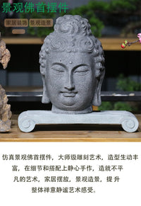中式庭院大型佛首摆件园艺花卉民宿造景佛头装饰摆设景观造景佛陀