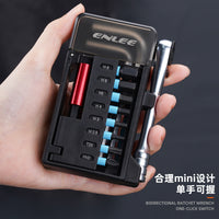 ENLEE Flip Ratchet Wrench Bicycle Repair Tool Set - Alloy Steel Multi-functional Kit