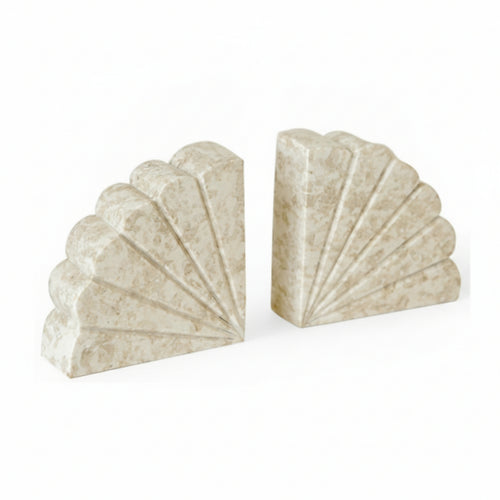 Shell Bookend Marbled Stone Bookends Unique for Collectors, Readers