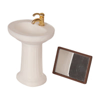 Miniature Bathroom Sink and Mirror Dollhouse Accessory