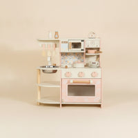 Wooden Play Kitchen with Accessories Children's Kitchen Playset Rounded Edges Pots and Pans Playset for Children, Playroom, Daycare, Classroom