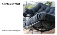 Wicker Weave Accent Cushioned Rocking Chair Cradle-Like Comfort Cushioned Egg Rocker Thick Cushion Household Furniture Stable Design for Homeowners, Book Lovers, Balcony, Living Room, Bedroom, Reading Nook