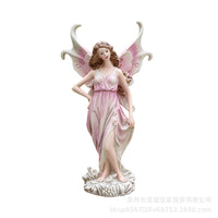跨境新品花妖仙子带翅膀桌面小摆件天使摆件装饰节日礼物树脂摆件