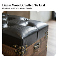 Vintage Barrel Ottoman Retro Design Storage Stool Multi-Functional Padded Seat for Business Owners, Parents, Bedroom, Entryway