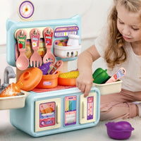 Tabletop Play Kitchen with Accessories Interactive Kids Kitchen Playset Educational Toy Pots and Pans Bright Colors for Toddlers, Daycare