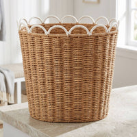 Round Handwoven Basket Rim Paper Rope Basket Decorative