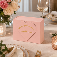 Square Gift Box with Lid Paper Heart Pattern 21x21x8cm Cardboard for Birthdays