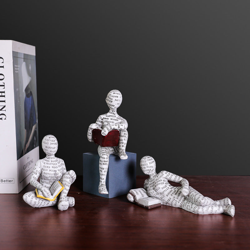 Nordic Resin Reading Figure Ornament for Home Study Decoration and Bookshelf Decor