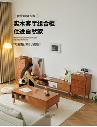 Solid Wood TV Cabinet and Coffee Table Combination