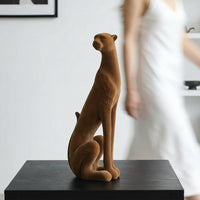 Creative Luxury Flocked Leopard Figurine for Desk, Entryway, TV Cabinet