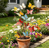 跨境3D Multicolored Metal Butterfly Garden Stake彩色蝴蝶插牌