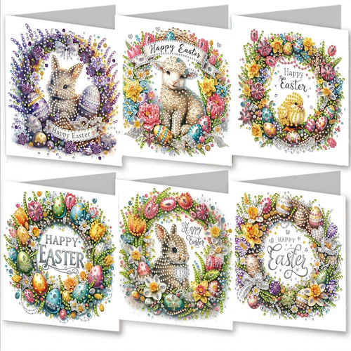 DIY Craft Greeting Cards with Jewels, 6 Easter Cards and Envelopes Set, Handmade #variant:HK025 Set of 6