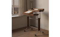 Rolling Bedside Desk Folding Design Narrow Bedside Table with Wheels Space Saving Adjustable Height Laptop Table for Students, Small Areas, Bedroom